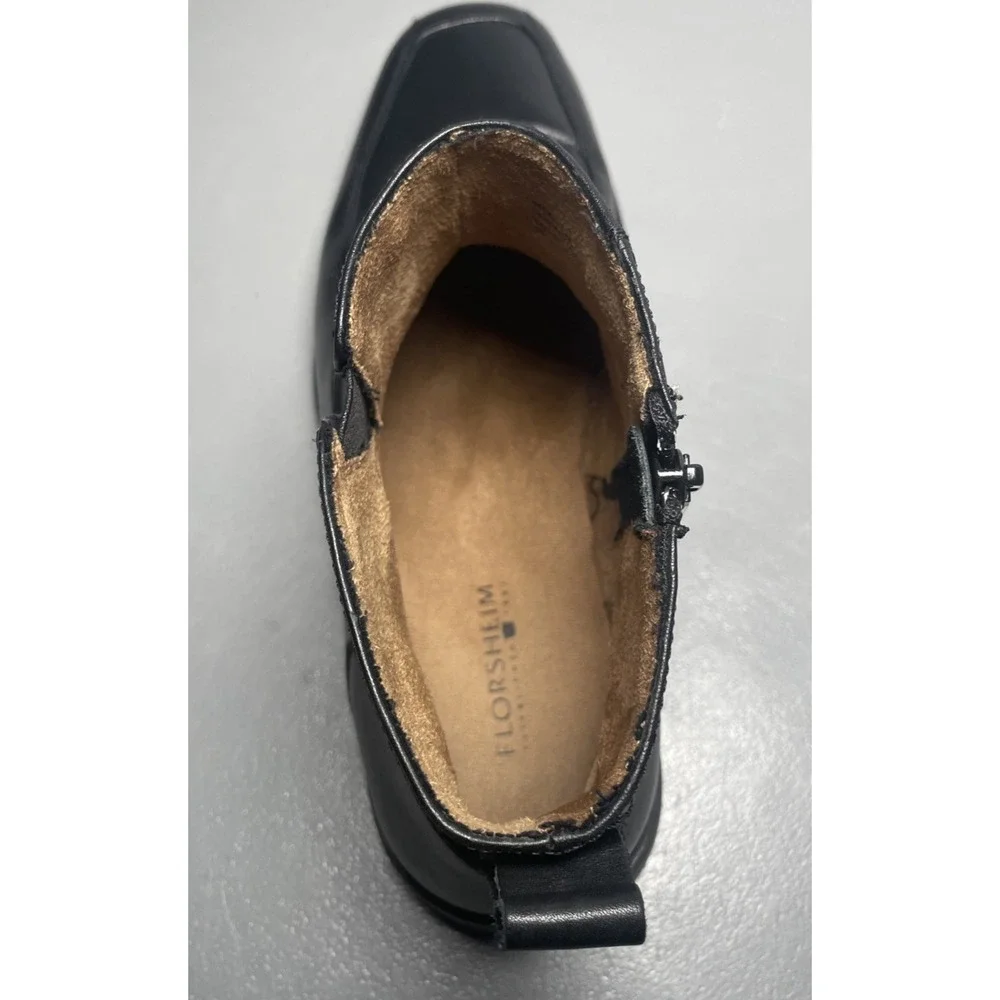 Florsheim Black Leather Side Zip Ankle Boots Mens Size 10.5